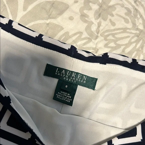 Ralph Lauren Blue and White Geometric Midi Dress - Picture 6 of 10